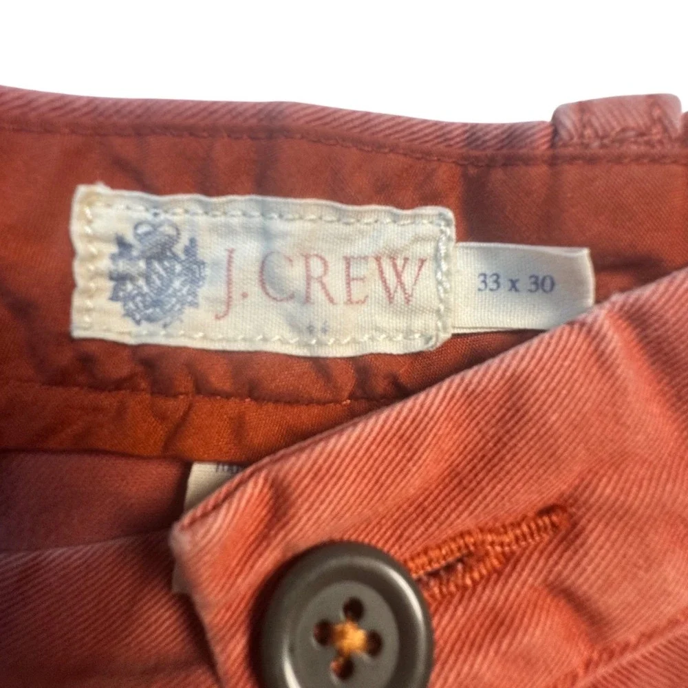 J. Crew Mens Chino Pants 33x30 Nantucket Red Cotton Straight Leg 12837 SP14